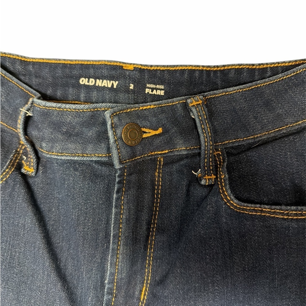 Old Navy Size 2 Dark Blue Flared Women’s High Rise Jeans - Picture 3 of 4